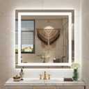 30 x 30 Lighted LED Bathroom Mirror for Wall, Square Vanity Mirror with Lights, Dimmable, Anti-Fog, Shatter-Proof, Memory, ETL Listed (Front Lights + Backlit)