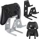 ASIEIT 2Packs Controller Holder, 2 Tier Universal Aluminum Display Stand for Desk Game Enthusiasts Gift Stand Compatible with Series XS, Elite 2, PS5, PS3, Switch Pro and Almost All Controller (Black & Silver)