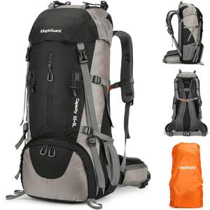 King'sGuard 70L Hiking Backpack with Rain Cover Lightweight Travel Backpack Waterproof Camping Backpack (Black)