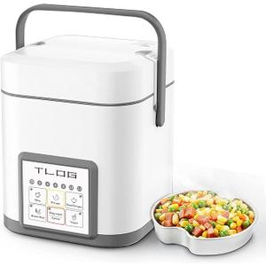 TLOG Mini Rice Cooker 2.5 Cups Uncooked, Healthy Ceramic Coating Portable Cooker, 1.2L Travel Small for 13 People, Personal maker, Food Steamer, 12 Hours delay timer, Multicooker Grains, Oats
