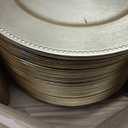 MAONAME 50 PCS Foil Gold Charger Plates Bulk, 13 Inch Beaded Plate Chargers for Dinner Plate, Plastic Round Chargers for Table Setting, Wedding