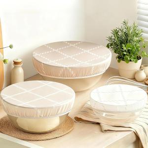 Reusable Bowl Covers for Bread Proofing- 3pc Beeswax Bowl Covers Reusable 8/10/12 Inch, 100% Organic Cotton, Elastic Cover for Sourdough- Shower Caps for Sourdough Bread, Dough Proofing & Food Storage