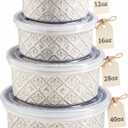 Airtight Food Storage Containers with Lids Mixing Bowls Set, Ceramic Serving Bowls with Lids Set of 4, 12/16/28/40 oz Stackable Nesting Salad Bowls for Cooking, Baking, Ramen - Beige