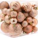 Christmas Ball Ornaments Rose Gold Christmas Tree Decorations with Hang Rope-36pcs Shatterproof Christmas Ornaments Set with 6 Styles in 3 Sizes(Small Medium Large)
