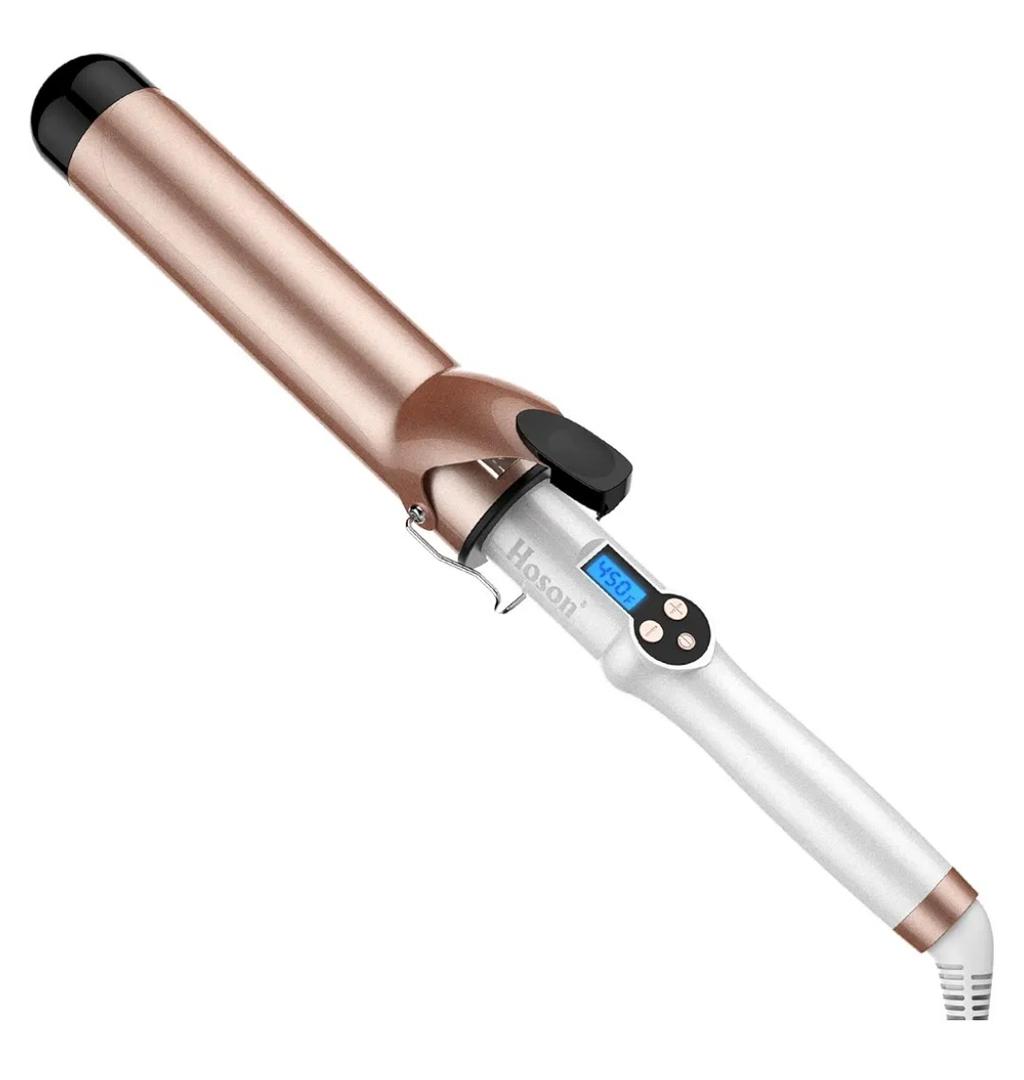 Hoson 1 3/4 Inch Curling Iron Large Barrel, 1.75 Long Barrel Curling Wand Dual Voltage, Ceramic Tourmaline Coating with LCD Display