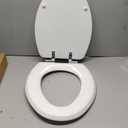 Mayfair Bennett Toilet Seat with Chrome Hinges, Slow Close Wood Seat, Secure Metal Hinges, Easy Install, Made in USA, Elongated, White