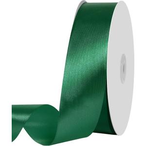 1 1/2 inch Christmas Green Stain Ribbon - 100 Yards Solid Fabric for Gift Wrapping, Floral Bouquets, Wedding & Home Party Decoration