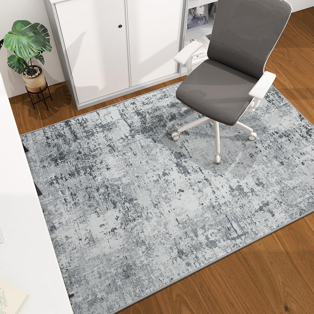 chakme Office Chair Mat for Hardwood Floor, 60"x45" Easy Glide Computer Desk Mat Protector for Rolling Chair Under Desk Rug Nonslip Backing, Machine Wash, (Boho) (Modern Abstract)