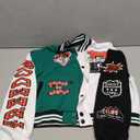 Flygo Varsity College Jacket Baseball Bomber Fr Varsity Jacket Vintage Sweatshirt Casual Unisex Streetwear(Green- M)