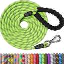NTR Heavy Duty Dog Leash, 15FT Training Leash with Swivel Lockable Hook, Padded Handle and Highly Reflective Threads, Dog Lead for Walking, Hunting, Camping, Backyard for Small Medium Large Dog (15ft*1/2", Green)