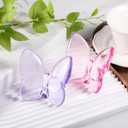 2pcs Crystal Butterfly Figurine,Butterfly Collectibles Glass Art Glass Animals Crystal Wedding Decortion for Home Butterfly Gifts for Women(Purple+Pink)