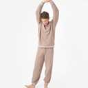 DAVID ARCHY Mens Pajamas Set Ultra-Soft Fleece Pajamas Warm Sleepwear Long Sleeve Lounge Set with Pockets (L)