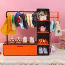 Doll Clothes Closet with 10 Hangers & Rod- Stackable Organizer Cabinet for 15/17cm Doll Clothes Doll Accessories Display Box, Clothes Storage for Figures, Portable Storage for Fashion