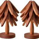 Natural Foldable Black Walnut Wooden Trivet Set - 4 Trivets + 1 Stand for Hot Dishes, Pot, Bowl, Teapot, Hot Pot Holders (Black Walnut 2PCS)