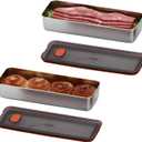 2Pack Food Storage Container,Deli Meat Container with Lid,Bacon Container for Refrigerator,304 Stainless Steel Bacon Storager,Cheese Holder for Fridge,Dishwasher Safe Fruit Storage Containers