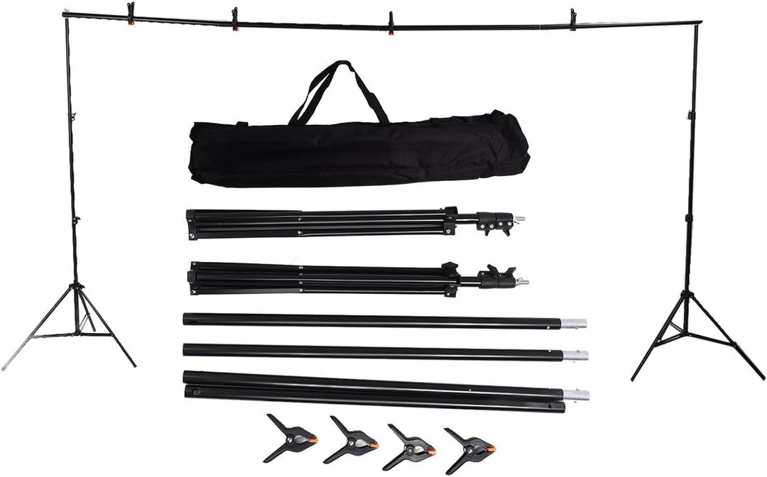 Adjustable Photo Backdrop Stand, Photography Background Support System Kit with Carrying Bag, for Photo Video Studio 2x3m