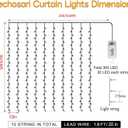 echosari 300 LED Curtain Lights Battery Operated, 9.8ft9.8ft Hanging Light with Remote Timer Fairy Curtain Lights for Bedroom Patio Wedding Backdrop Party Decor (Warm White)