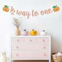 10 x Pumpkin 1/2 Way to One Banner, Fall Half Birthday Decorations Girl, Happy 6 Months, Little Pumpkin Baby Shower Birthday Party Decorations, Rose Gold Glitter