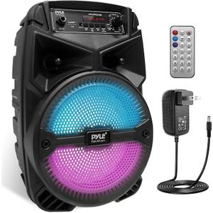 Pyle 240W Rechargeable Outdoor Bluetooth Speaker Portable PA System w/ 6.5 Subwoofer 1 Tweeter, Microphone In, Party Lights, MP3/USB, Radio, Remote - Pyle PPHP634B