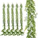 6 Pack 5.57ft Artificial Greenery Garland for Table, Leaf Garland for Room Decor, Fern Garlands for Decoration, Fake Vines Hanging Plants for Home Bedroom Garden Wall Wedding Decor