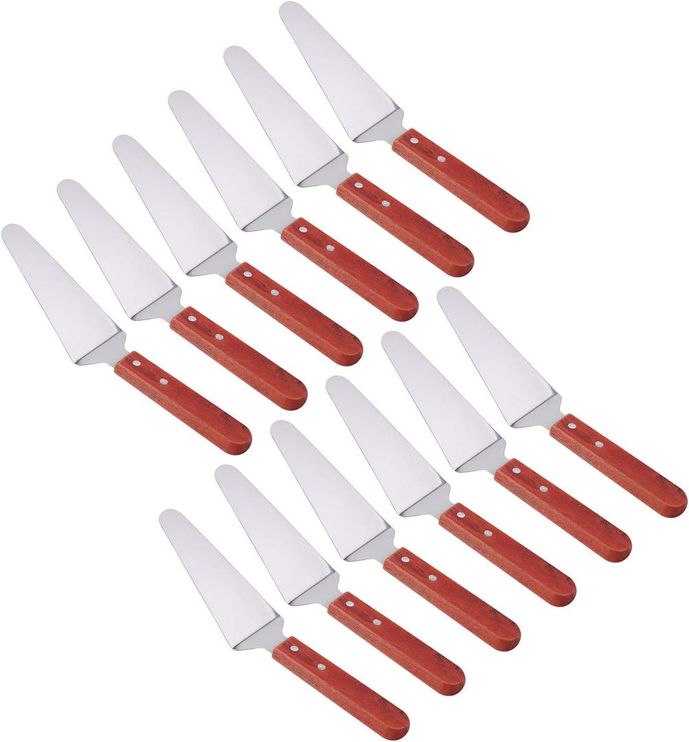 Tosnail 12 Pack Stainless Steel Pie Server Pizza Spatula Cake Cutter Slicer with Wooden Handle