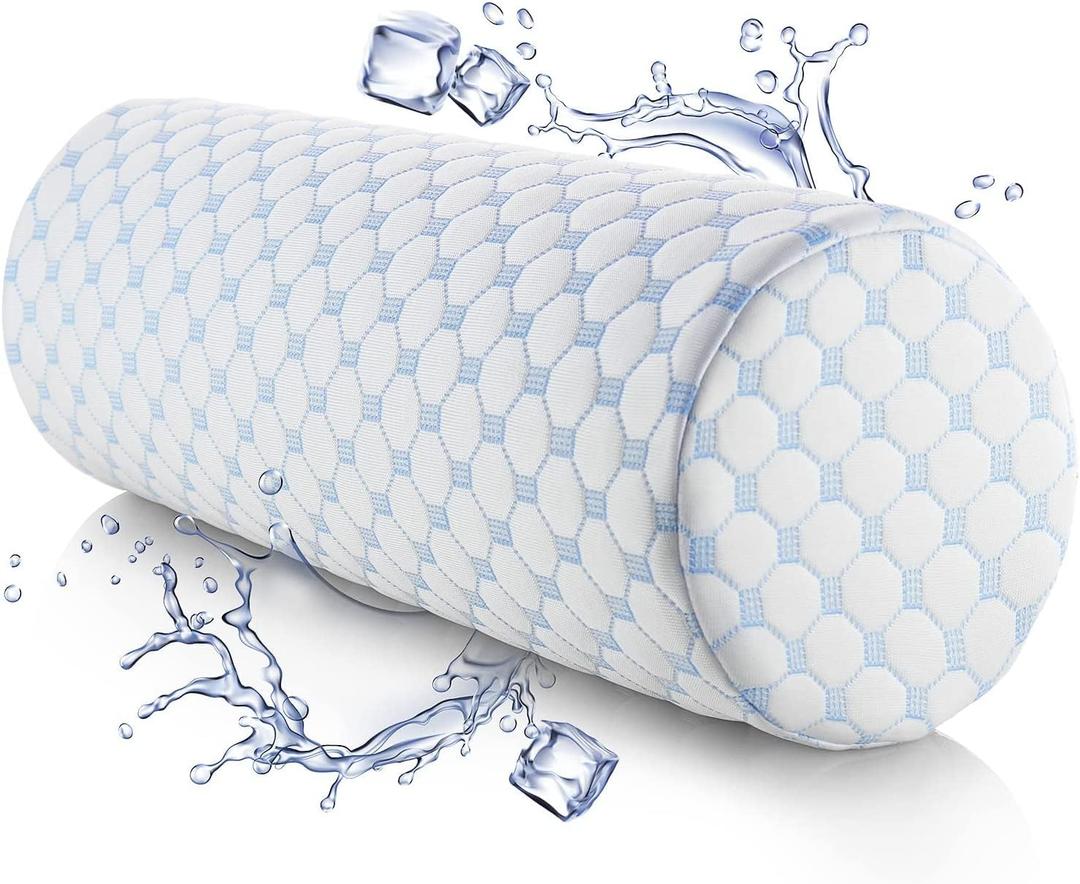 Nestl Neck Roll Pillow for Sleeping  Firm Neck Pillow for Pain Relief - Premium Memory Foam Neck Roll Pillow  Bolster Pillow for Sleeping with Breathable Cooling Cover  Firm Cylinder Neck Pillow