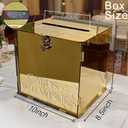 Acrylic Gold Card Box with Lock & Slot, Metallic Golden Classy Wedding Card Boxes for Reception, Luxury Money Gift Cards Box for Party Engagement Bridal Shower Luxury Wedding Table Decor