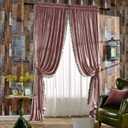 Melodieux Luxury Pom Poms Velvet Curtains for Bedroom Living Room, Vintage Room Darkening Rod Pocket Window Decorative Drapes, 52" W x 84" L, Dusty Rose (2 Panels)