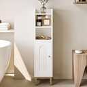 Bathroom Storage Cabinet, Small Corner Floor Cabinet with Door and Shelves, Narrow Toilet Paper Holder, Bathroom Organizer with Adjustable Shelf, for Small Spaces, White BC08203X