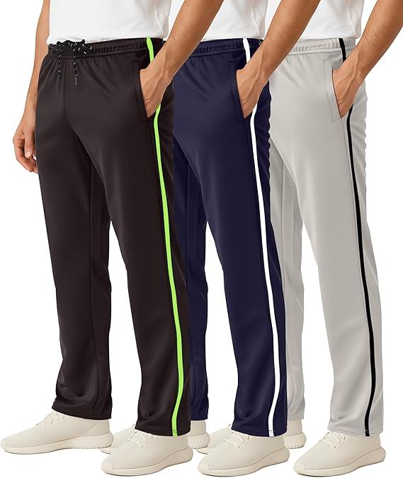 Real Essentials 2 Pack: Men's Mesh Open Bottom Sweatpants Gym Active Athletic Workout Casual Pants with Pockets (Big & Tall) XXL
