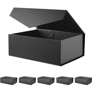 BLK&WH 6 Collapsible Groomsmen Boxes with Magnetic Lids, 10.5x7.7x3.8 Inches, Matte Black