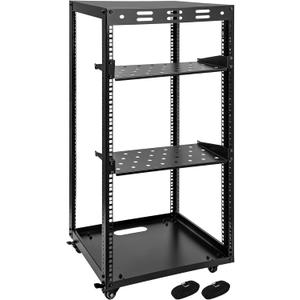 20U Server Rack w/ 2 Racks, Versatile Open Frame IT Rack - Wall-Mount, Rotate and Push w/Ease, AV Rack w/Top & Bottom Panels, Hook and Loop Straps for 19" Stereo/Data/IT/Computer Equipment