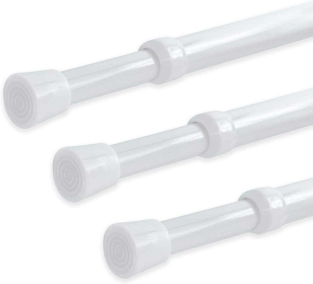 YYWL&HP 3 Pack Spring Tension Telescopic Rod Curtain Rods Adjustable Eextension Telescopic Rod, Suitable for Closet, Window, Kitchen, Bathroom, Cabinet, Wardrobe (41.1"-70.9" 3PCS WHITE)