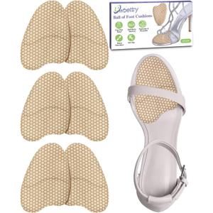3 Pairs Ball of Foot Cushions for Heel, High Heel Comfort Pads, Metatarsal Pads, Shoes Inserts for Women to Stop Feet from Sliding Forward and Shock Absorb