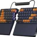 RK ROYAL KLUDGE RKS70 Ergonomic Split Keyboard, Wireless Gaming Keyboard with Bluetooth/2.4G/Wired, 75% RGB Hot Swappable Mechanical Keyboards Fixed Wrist Rest for Win/Mac, Black