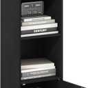 Furinno LUDER Book Shelf, 3-Tier Modern Bookshelf, Bookcase with 1 Door Storage Cabinet, 9.3 x 12 x 31.5, for Living Room, Bedroom, Home Office, Blackwood