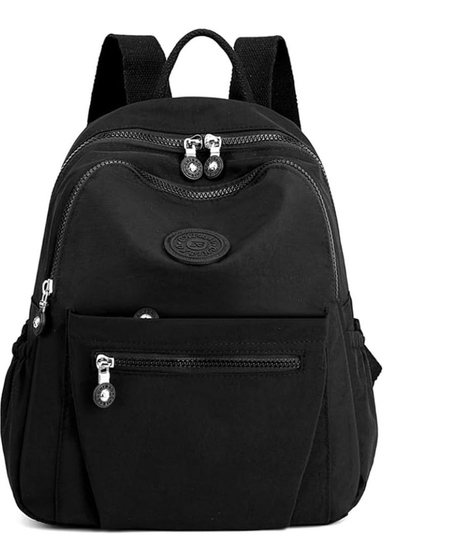 Mini Nylon Women Backpacks,11L Small Ladies backpacks Casual Lightweight Women Shopping Travel Daypack (Black)