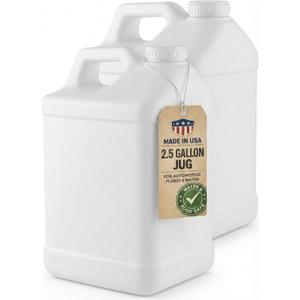 kitchentoolz 2.5 Gallon Jug with Lid - White Opaque HDPE Plastic Jug for Used Motor Oil Disposal, Waste Liquid Storage, Coolant & Mixing - Made in USA - Pack of 2