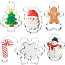 STARSIDE 4" Large Christmas Cookie Cutters,6 pcs Cookie Cutters Christmas Shapes, Metal Winter Holiday Cookie Cutter Set-Gingerbread Man,Snowman