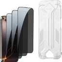 3 Pack for iPhone 16 Privacy Screen Protector Tempered Glass:9H+ Durable, Auto Positioning, Bubble Free, High Definition, Easy Installation
