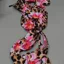 ZAFUL Women's Tie Back Padded High Cut Bralette Bikini Set Two Piece Swimsuit (Medium, Floral Leopard)