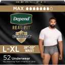 Depend Real Fit Incontinence Underwear for Men, Disposable, Maximum Absorbency, Large/Extra Large, 52 Count (2 Packs of 26)