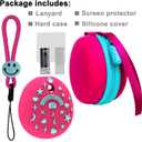 JCHPINE Hard Carrying Case and Silicone Cover Compatible with Tamagotchi Pix Interactive Virtual Pet Game Machine, Screen Film Protector for Tamagotchi Pix Accessories(Pink-Teal)