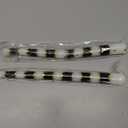 %100 Handmade Decorative Christmas Hand Painted Taper Candles, 2 Pack | Christmas Candles |Striped Black & White | for Dinner Table and Interior Decoration | Celebration Candles