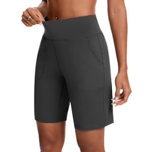 Womens Bermuda Shorts for Women with Zipper Pocket Womens High Waisted Long Shorts for Running Workout Athletic (Medium, Dark Gray)