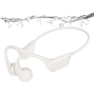 Bone Conduction Bluetooth Headphones-SwimBeats, IP68 Waterproof Swimming Headphones with 32GB MP3 Player, Buletooth 6.0, Lightweight Open Ear Design for Swimming/ Surfing/ Marathon/ Cycling(Beige)