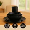 40-Piece Unbreakable Plastic Kitchen Dinnerware Set  Service for 8 | Modern Reusable Dish Set for Home, Outdoor Camping | Microwave & Dishwasher Safe, BPA-Free, Eco-Friendly