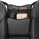 Car Organizer Storage Between Seats, Nappa Leather Front Seat Storage Bag with Tissue Holder, Automotive Console Hanging Net Pocket Handbag Holder for Phone Document (Black)