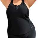 Tankini Top Plus Size Swimsuit Tops Only Fixed Cup Bra Plus Size Bandeau Swim Top Black, Large