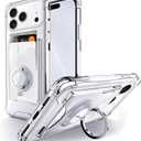 Shields Up Designed for iPhone 17 Pro Case, Minimalist Wallet Case with Card Holder (3 Cards) & Ring Stand/Kickstand, [Drop Protection] Slim Protective Cover for iPhone 17 Pro (6.3 inch) - Clear